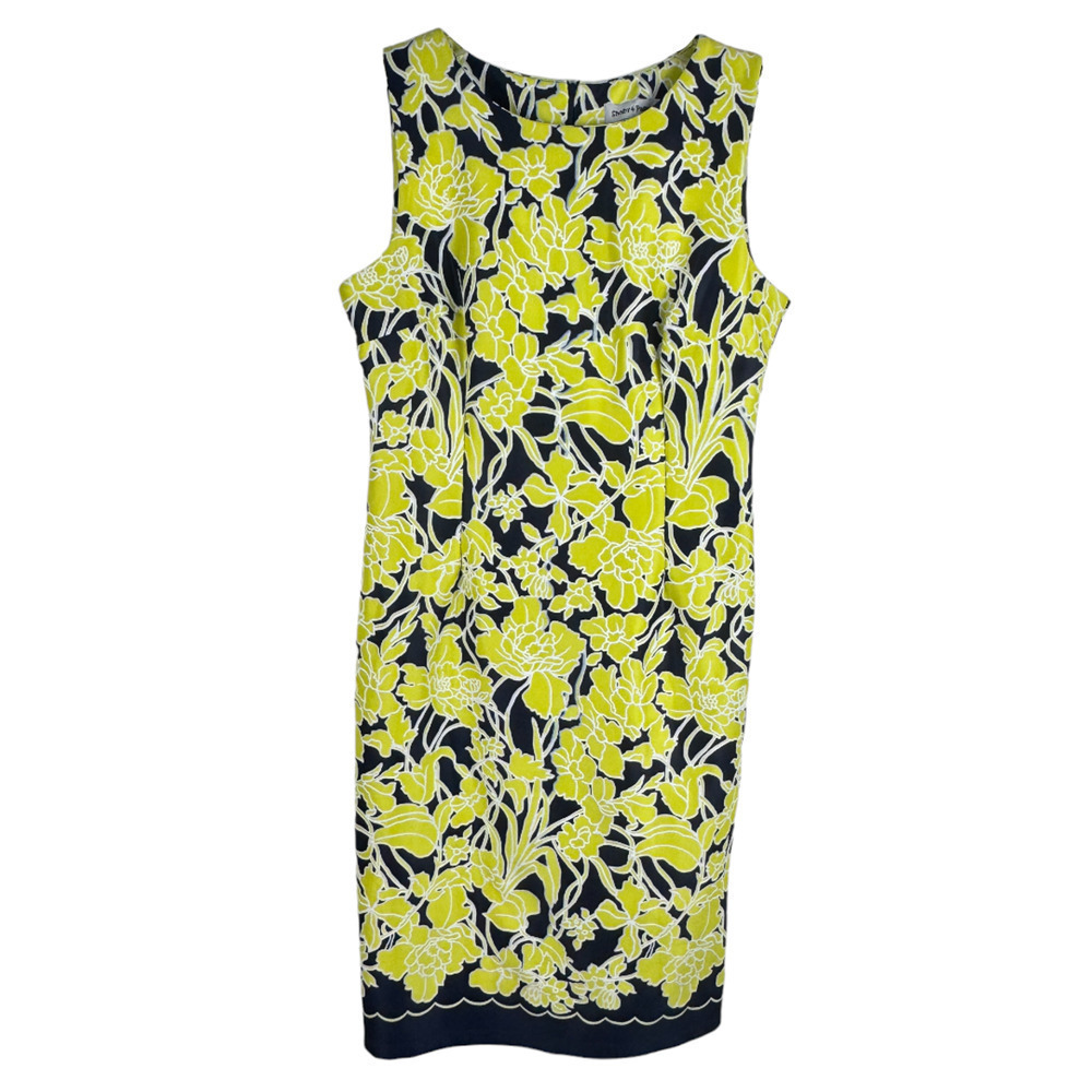 Shelby & Palmer Floral Design Sleeveless Round Neck Size 12 Yellow Spring Summer